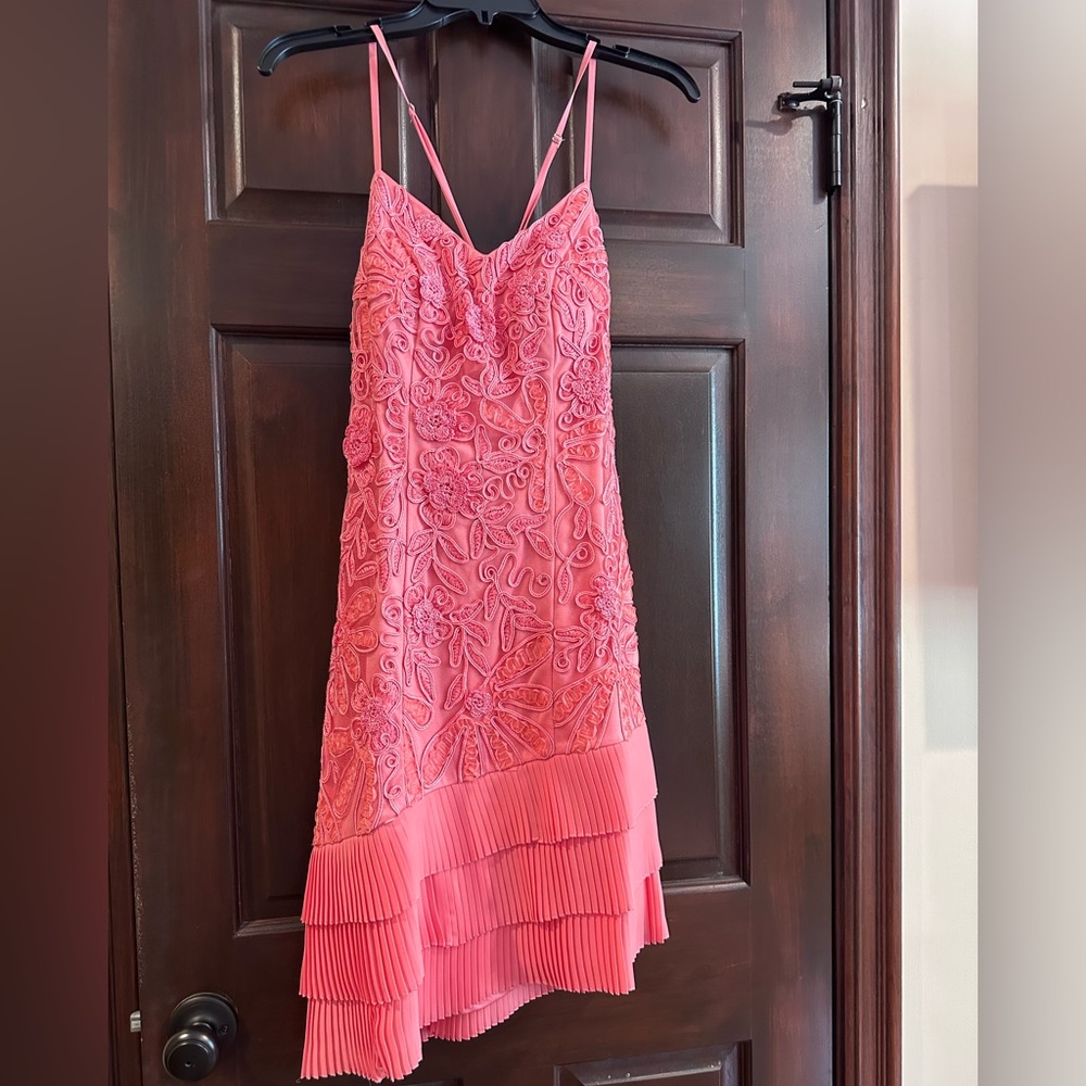 Sue Wong Coral Satin Dress